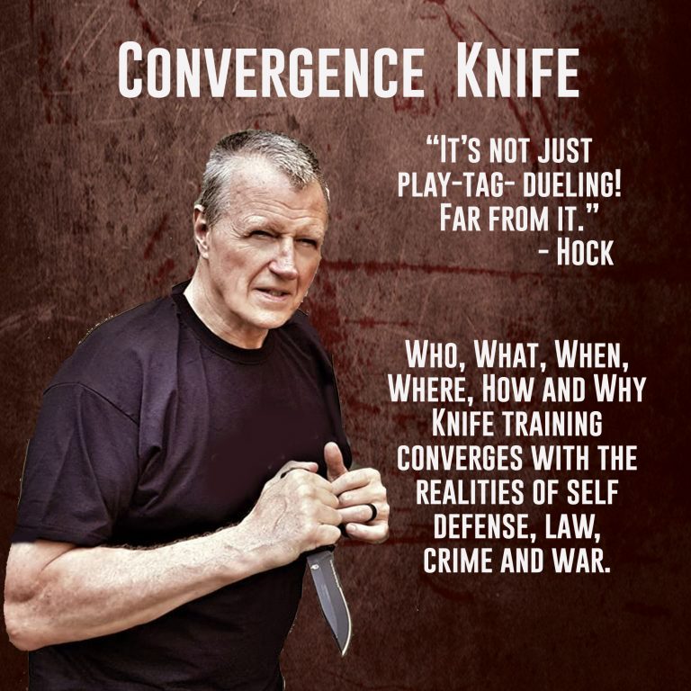 Convergence Knife, training graphic with the quote "It's not just play, tag, dueling! Far from it." - W. Hock Hochheim