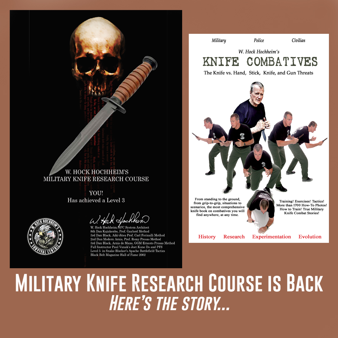 knfe fighting book cover, military knife research course book by hock hochheim